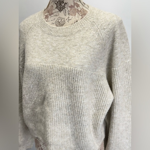 TOPSHOP Cream mixed stitch balloon sleeve crop sweater size S - Picture 4 of 14